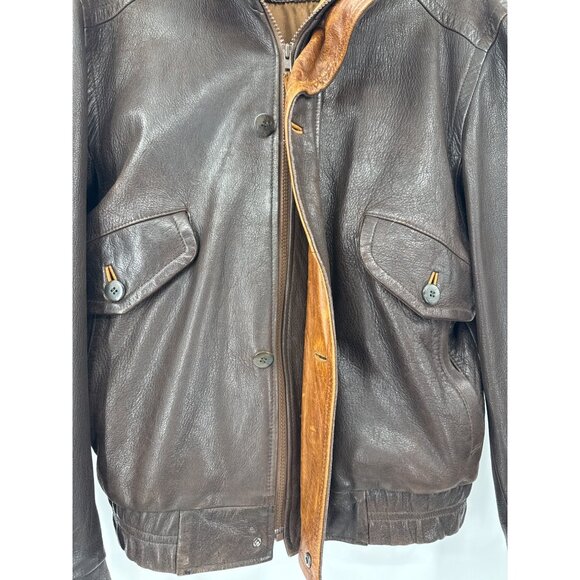 Lone Pine Mens American Made Brown Leather Bomber Jacket Size‎ 38 - Picture 6 of 8